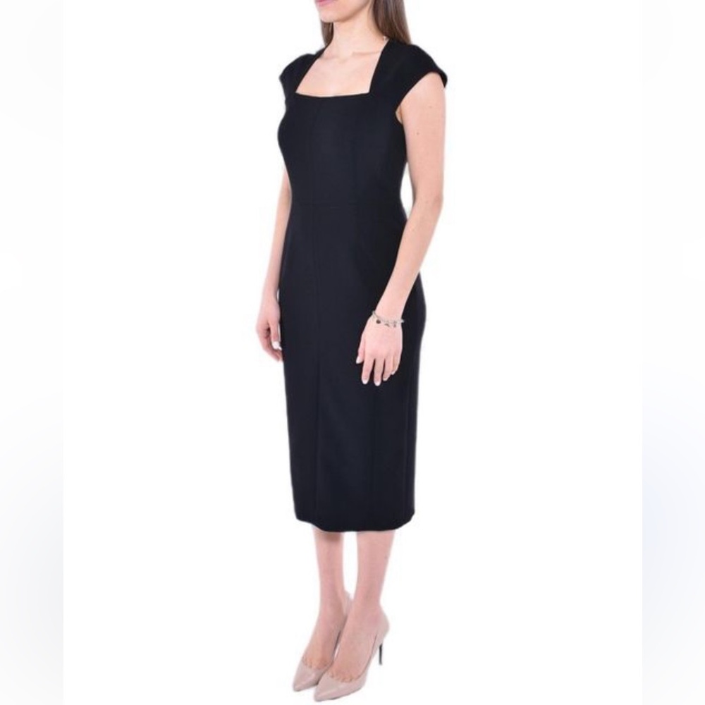 Lafayette 148 New York Black Cap-Sleeve Sheath Dress